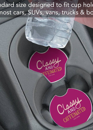 Classy & Caffeinated Absorbent Stone Car Coaster, Single Pack