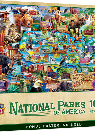 National Parks of America 1000-piece puzzle with illustrated park map