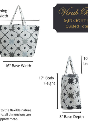 Grey Diamond Square Pattern Quilted Tote Bag