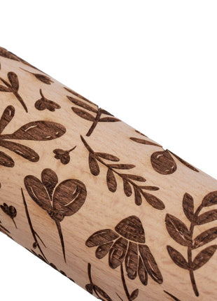 Large Floral Embossing Rolling Pin