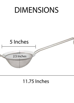 HIC Kitchen 5-inch extra-fine mesh strainer side angle