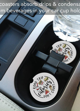 Road Trip Calories Absorbent Stone Car Coaster