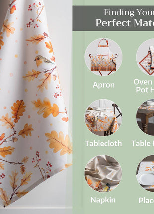 Kitchen Towels 100% Cotton - Fall - Set of 3 - Oak Leaves
