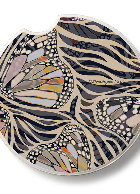 Zebra Butterflies absorbent stone car coaster