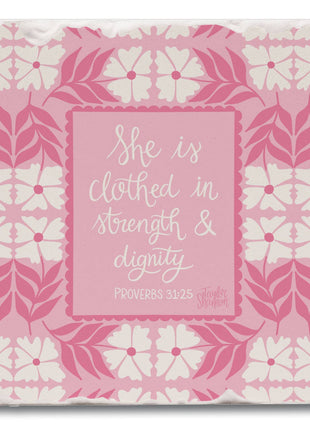Strength & Dignity Single Absorbent Tumbled Tile Coaster
