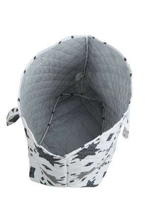 Grey Diamond Square Pattern Quilted Tote Bag
