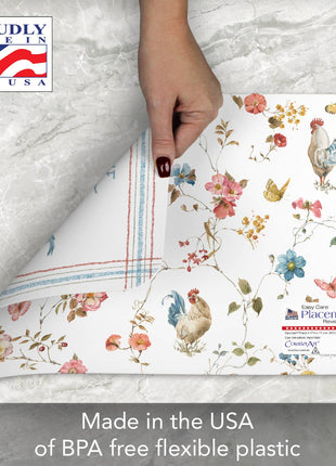 "Countryside Roosters" Reversible Plastic Placemat