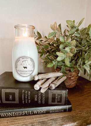 Milk Bottle Candle Clothesline Linen