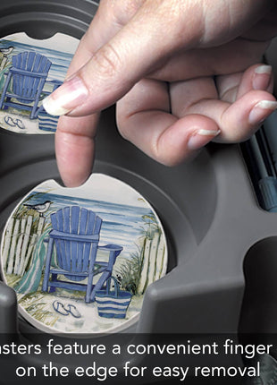 Coastal stone car coaster for vehicle cup holder
