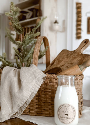 Milk Bottle Candle Forest Flannel (Cotton, Fir Needle)