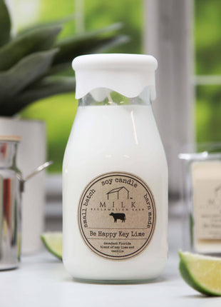 Milk Bottle Candle Be Happy Key Lime