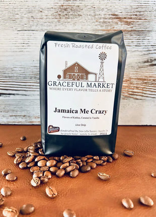 Graceful Market Jamaica Me Crazy Coffee | Kahlua, Caramel & Vanilla Flavored Medium Roast Coffee | Whole Bean or Ground | 12 oz Bag