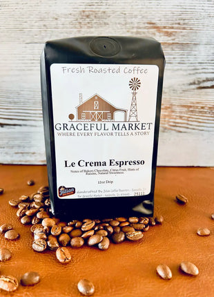 Graceful Market La Crema Espresso Coffee | Medium Roast Espresso Blend | Whole Bean or Ground | 12 oz Bag